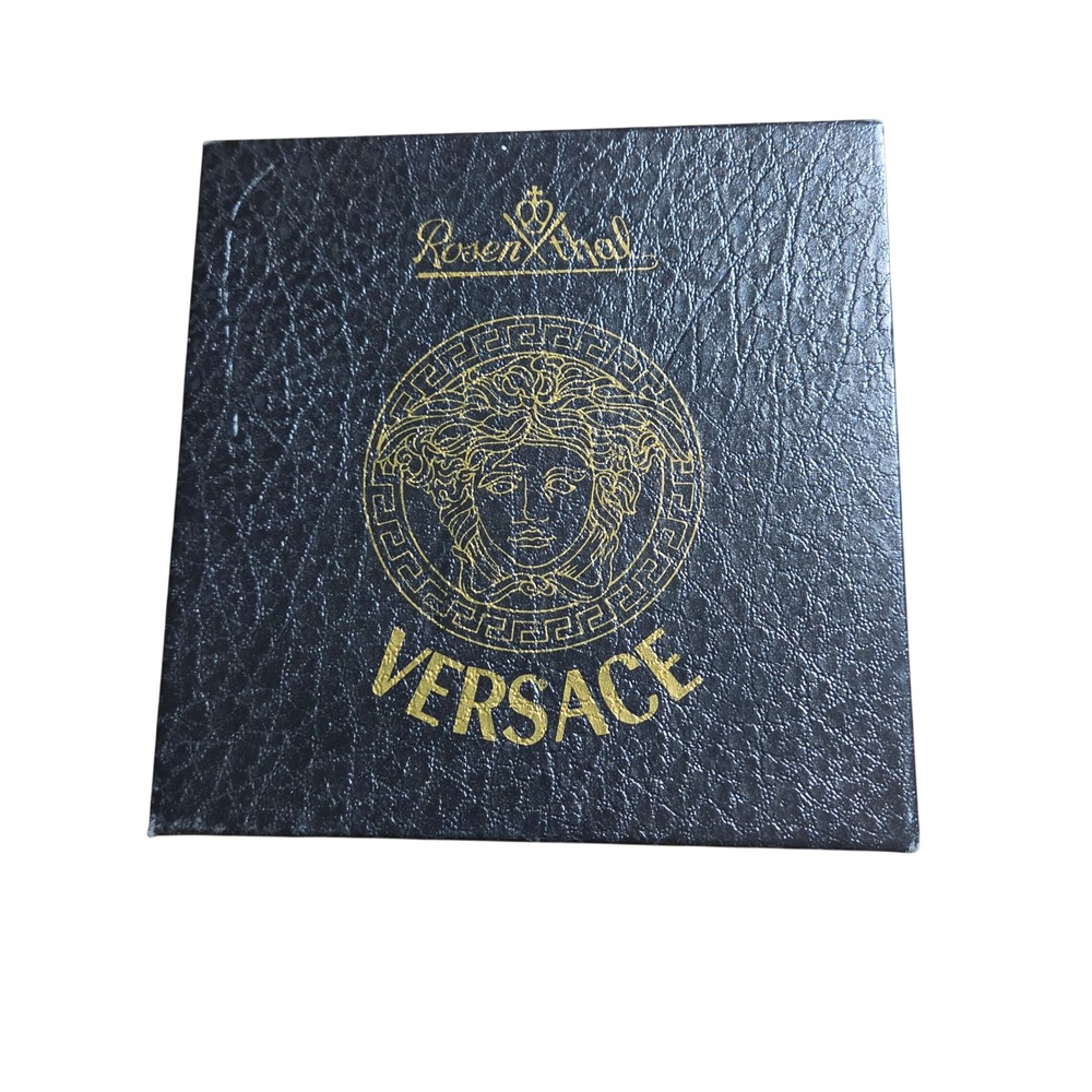 Versace Rosenthal Medusa Head Greek Gift Box 6.25 in Cardboard Black Gold Empty
